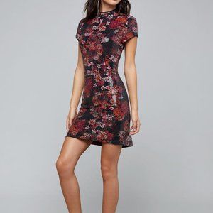 Bebe Dress Beaded Sequin Lace Up Back Fitted NWT